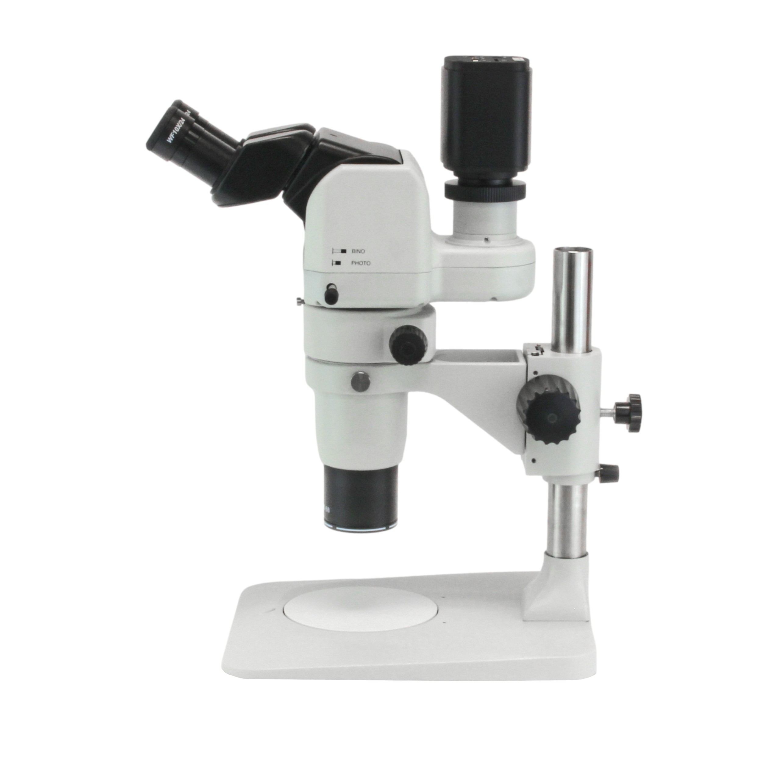 Ergo trinoc on Z6, shown with optional C-mount adapter, 4K camera and pole stand