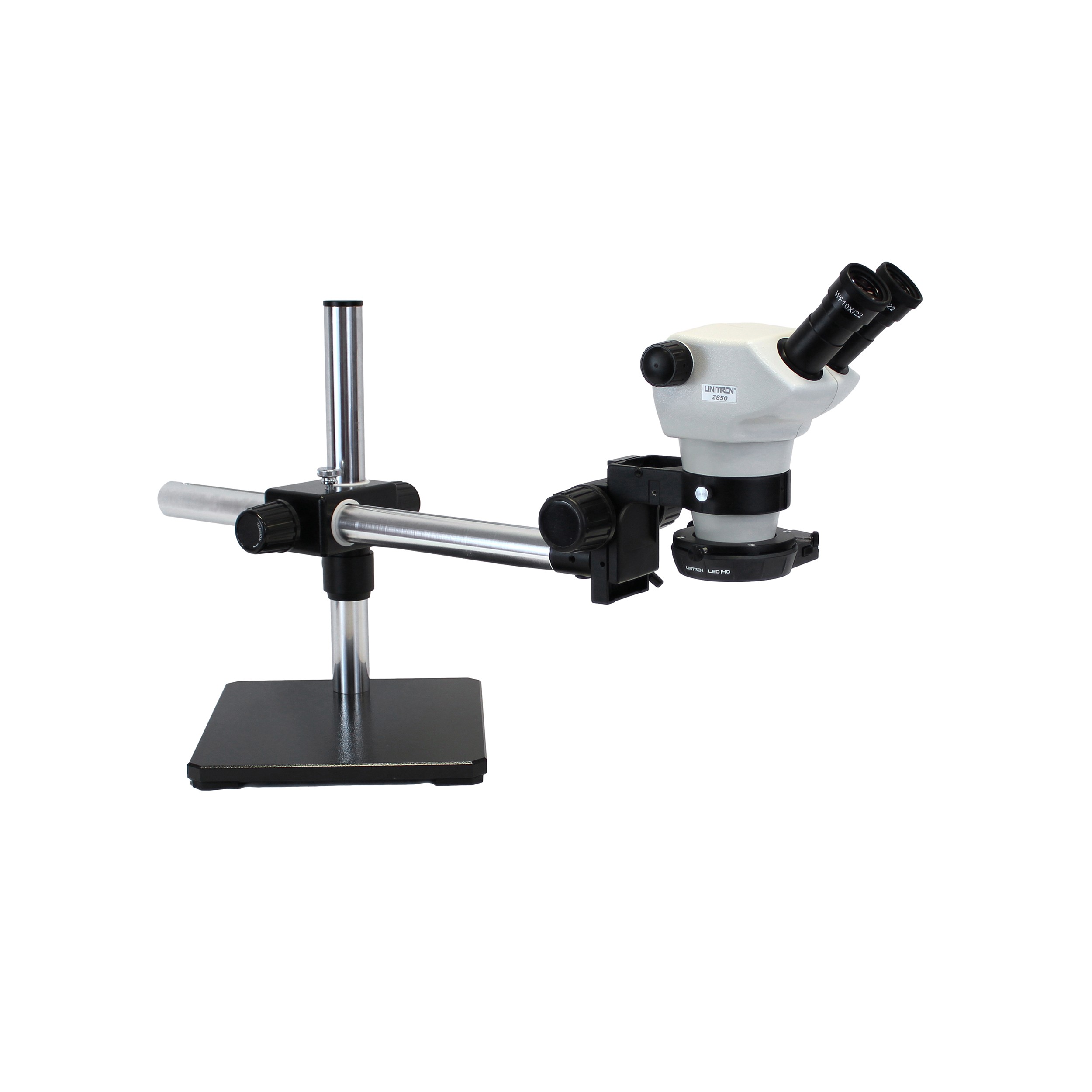 Z850 Zoom Stereo Microscope, Binocular, Boom Stand, 0.5x Aux Objective, LED140 Ring Light