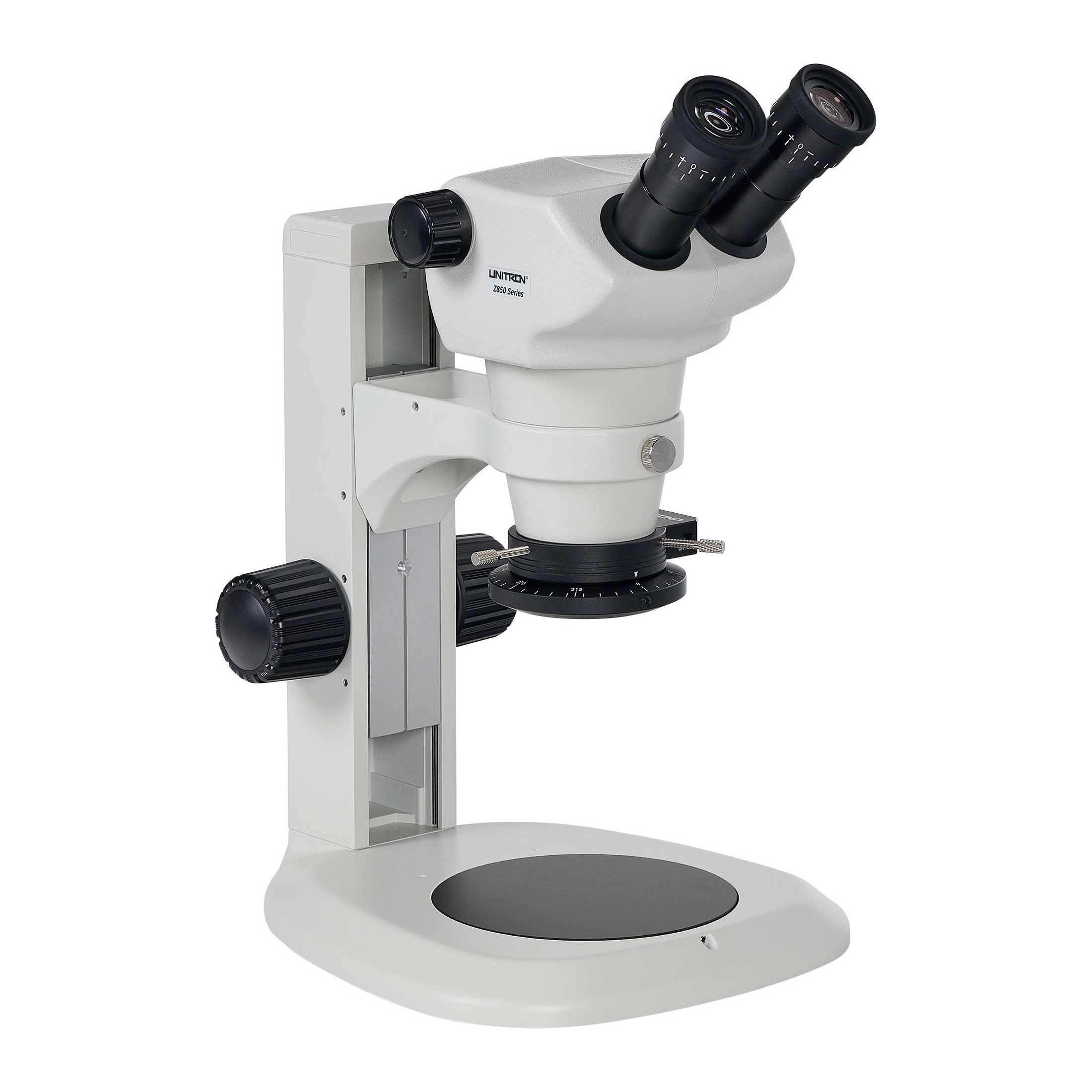 Z850 Zoom Stereo Microscope on Plain Focusing Teardrop Stand, Polarizing LED Ring LIght