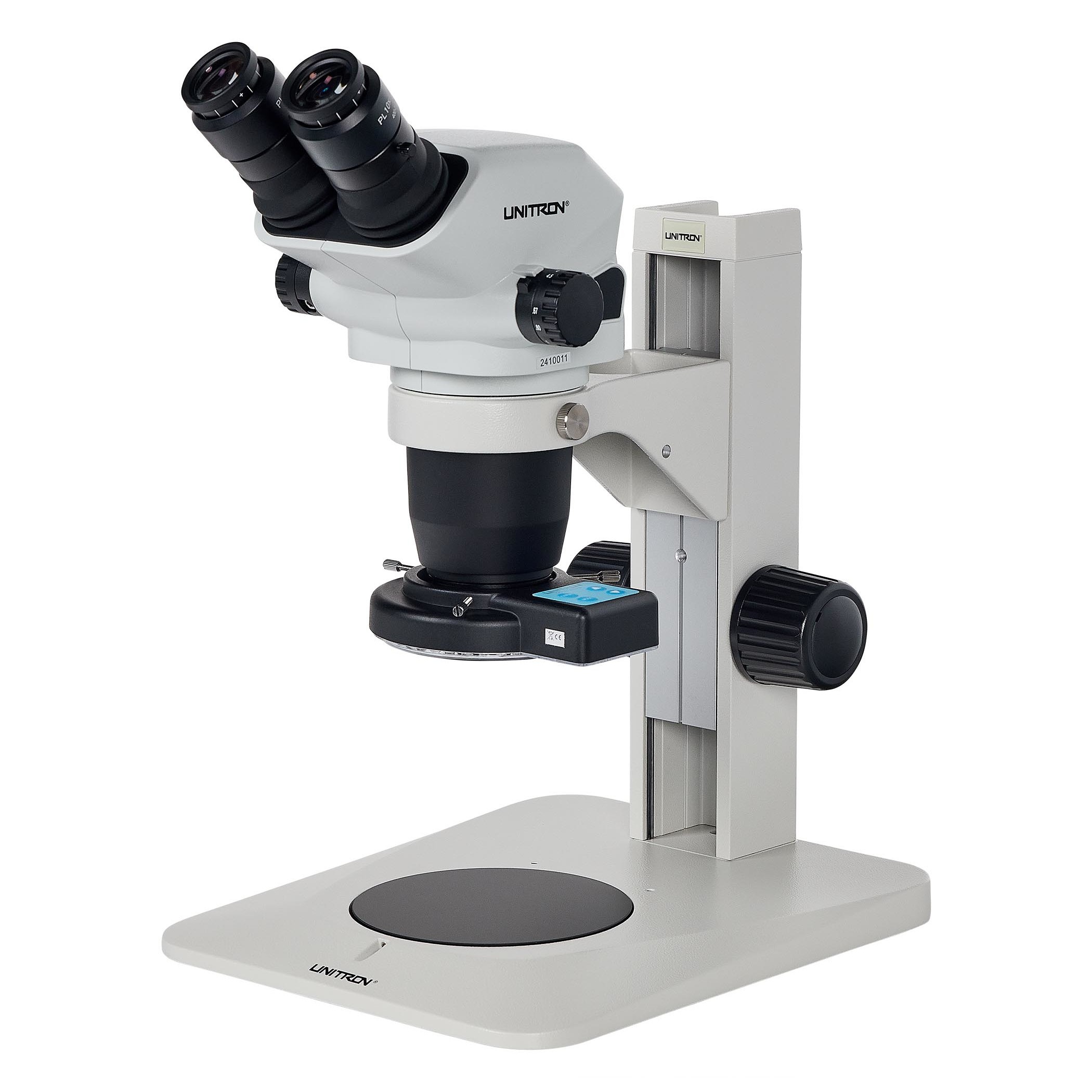 Z645 Zoom Stereo Microscope on Plain Focusing Stand, Quadrant LED Ring Light