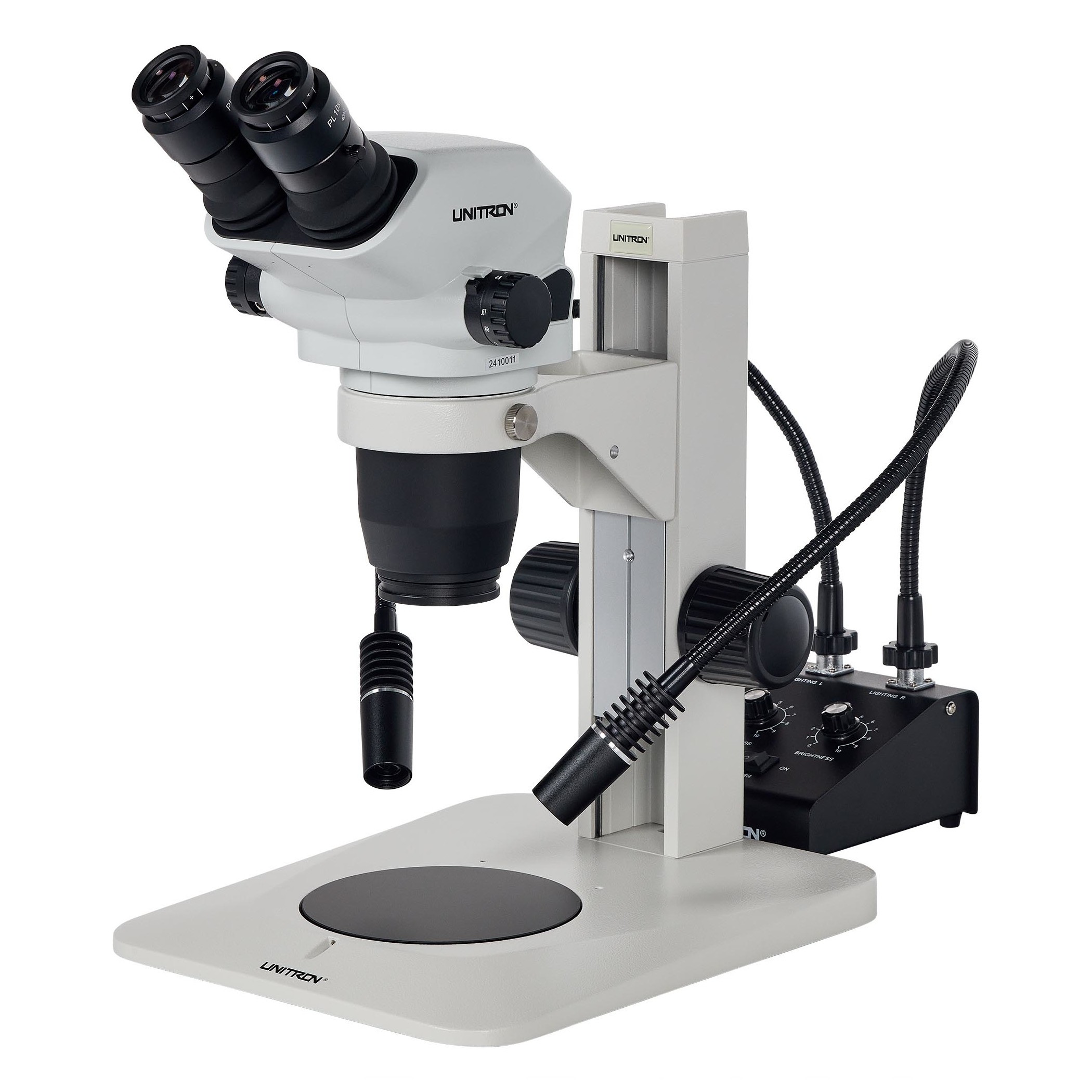 Z645 Zoom Stereo Microscope on Plain Focusing Stand, Dual-Gooseneck LED Light