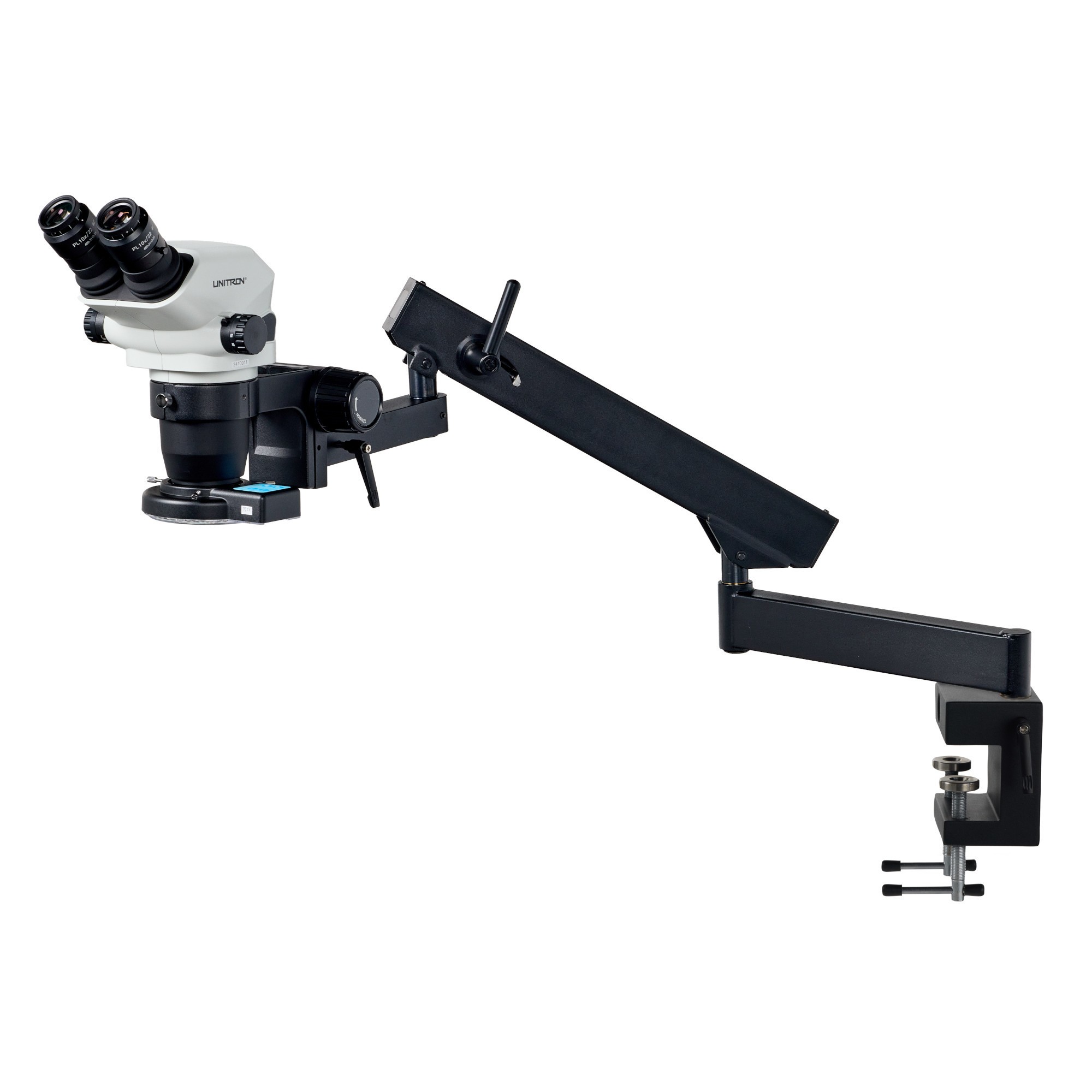 Z645 Zoom Stereo Microscope, Binocular, Articulating Arm Stand, 0.5x Aux Objective, Quad LED Ring Light