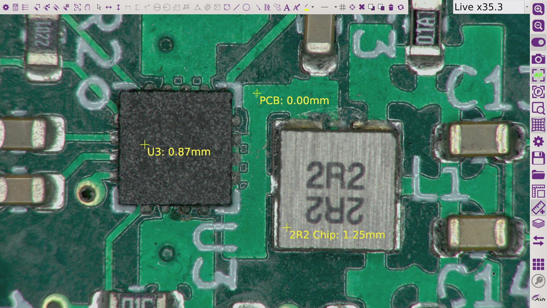 Shows final image with height measurements